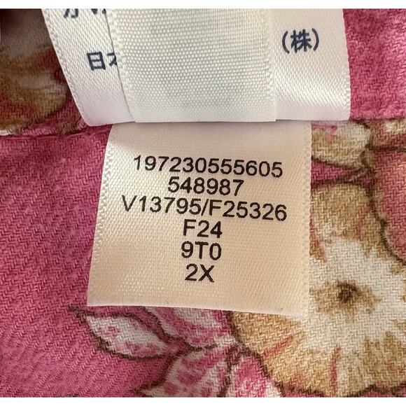Lands' End Flannel Sleepshirt Nightgown 2X Pink Floral Button Up Well Loved Cozy - Picture 12 of 12